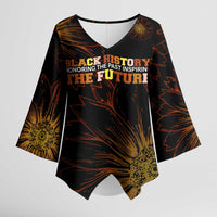 Black History Month Black African American Teachers Kimono Sleeve Blouse Afrocentric Floral Art with Motivational Typography