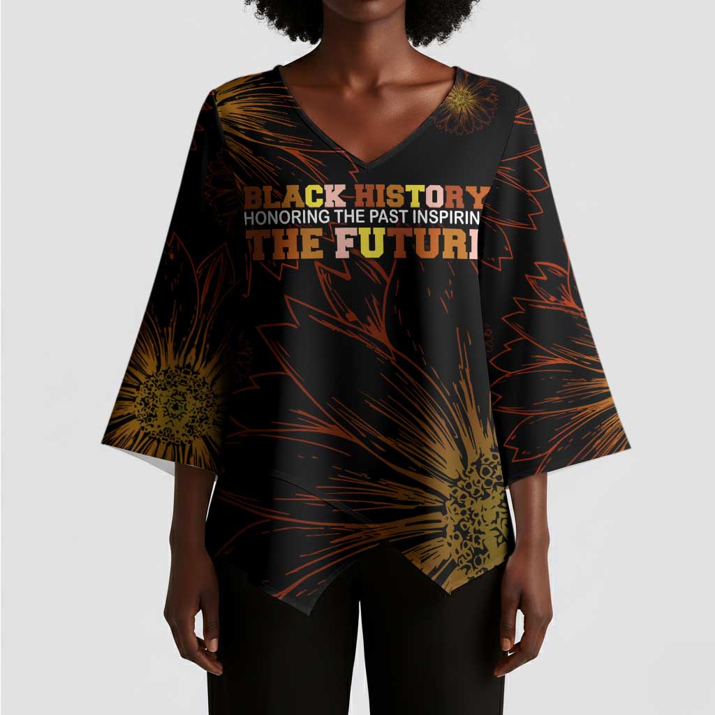 Black History Month Black African American Teachers Kimono Sleeve Blouse Afrocentric Floral Art with Motivational Typography
