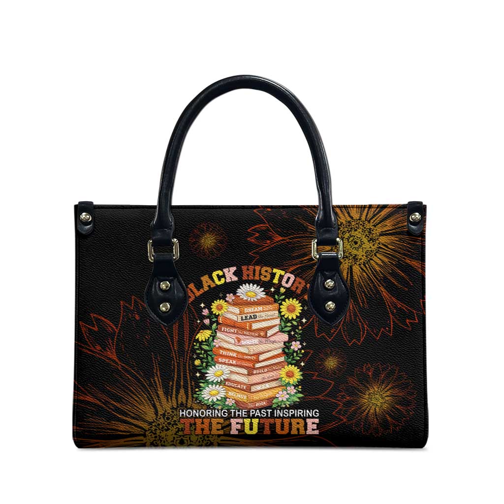 Black History Month Black African American Teachers Leather Bag Afrocentric Floral Art with Motivational Typography