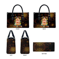 Black History Month Black African American Teachers Leather Bag Afrocentric Floral Art with Motivational Typography