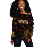 Black History Month Black African American Teachers Off Shoulder Sweater Afrocentric Floral Art with Motivational Typography