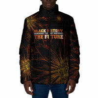 Black History Month Black African American Teachers Padded Jacket Afrocentric Floral Art with Motivational Typography