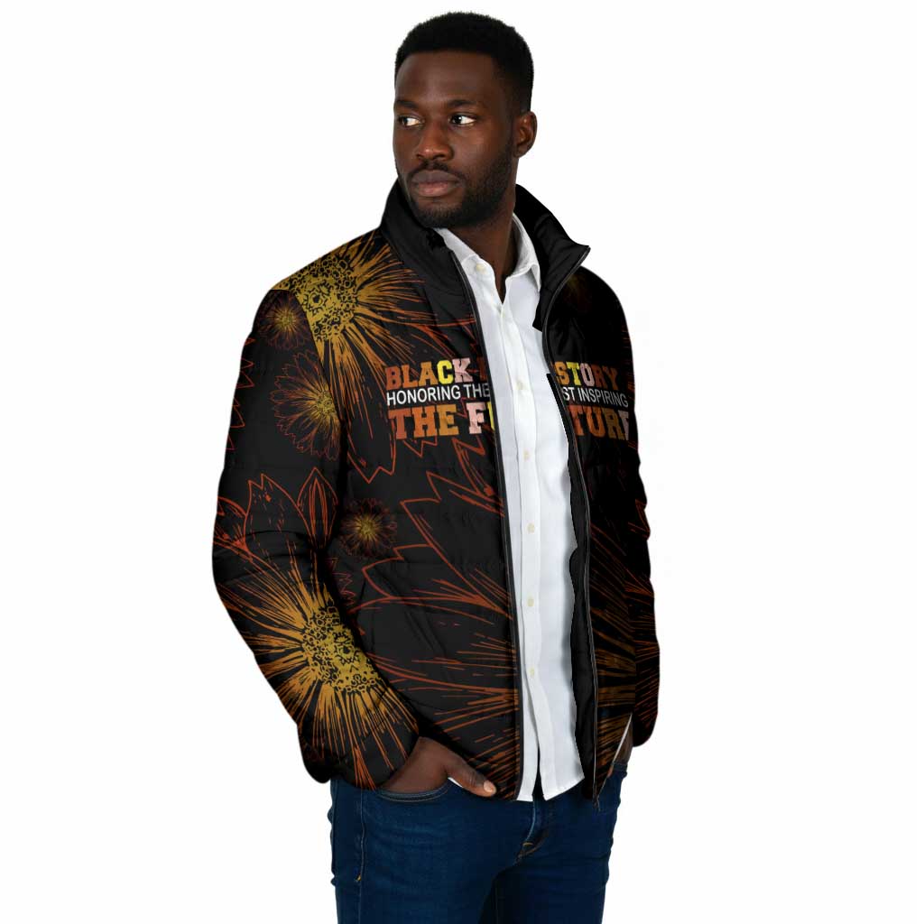 Black History Month Black African American Teachers Padded Jacket Afrocentric Floral Art with Motivational Typography