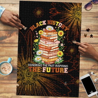 Black History Month Black African American Teachers Puzzle Afrocentric Floral Art with Motivational Typography