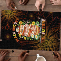 Black History Month Black African American Teachers Puzzle Afrocentric Floral Art with Motivational Typography