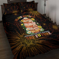 Black History Month Black African American Teachers Quilt Bed Set Afrocentric Floral Art with Motivational Typography