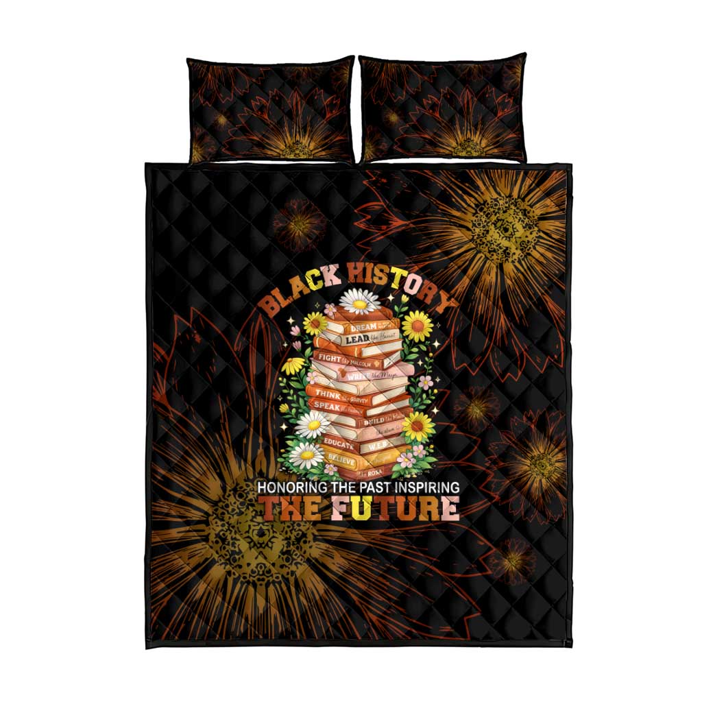 Black History Month Black African American Teachers Quilt Bed Set Afrocentric Floral Art with Motivational Typography