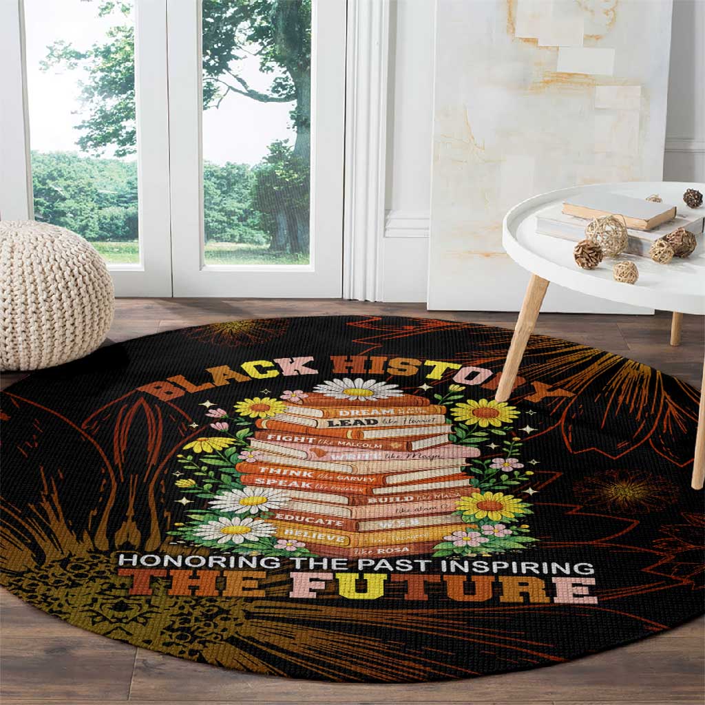 Black History Month Black African American Teachers Round Carpet Afrocentric Floral Art with Motivational Typography