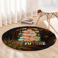 Black History Month Black African American Teachers Round Carpet Afrocentric Floral Art with Motivational Typography