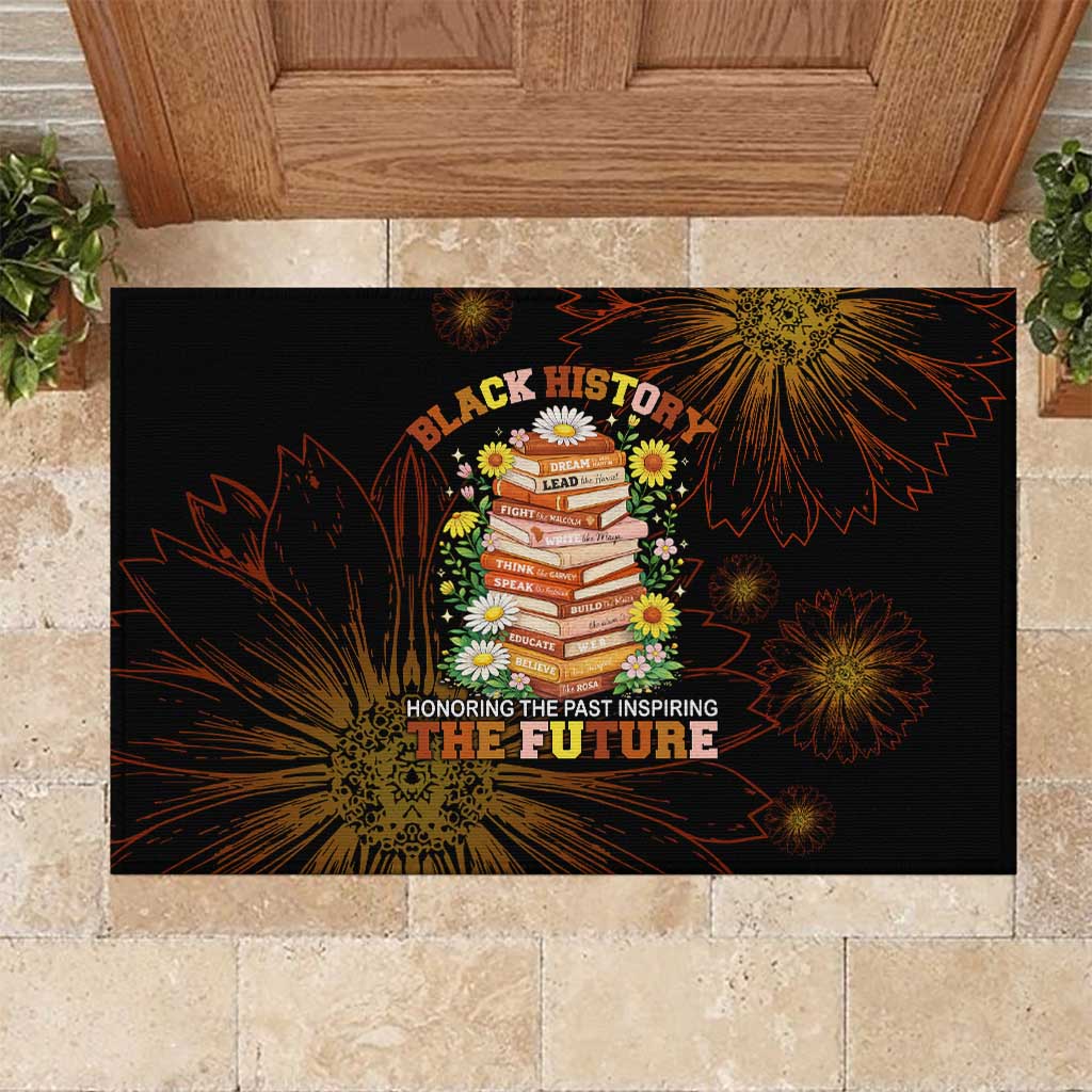 Black History Month Black African American Teachers Rubber Doormat Afrocentric Floral Art with Motivational Typography