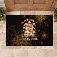 Black History Month Black African American Teachers Rubber Doormat Afrocentric Floral Art with Motivational Typography