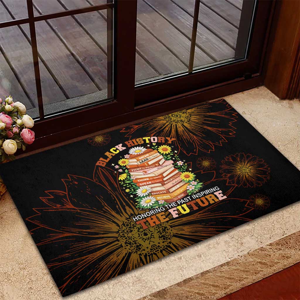 Black History Month Black African American Teachers Rubber Doormat Afrocentric Floral Art with Motivational Typography