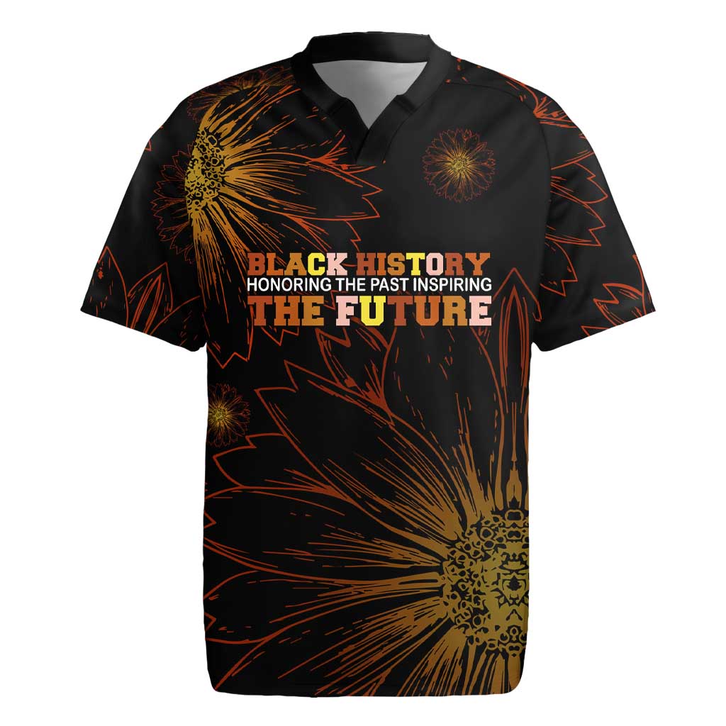 Black History Month Black African American Teachers Rugby Jersey Afrocentric Floral Art with Motivational Typography