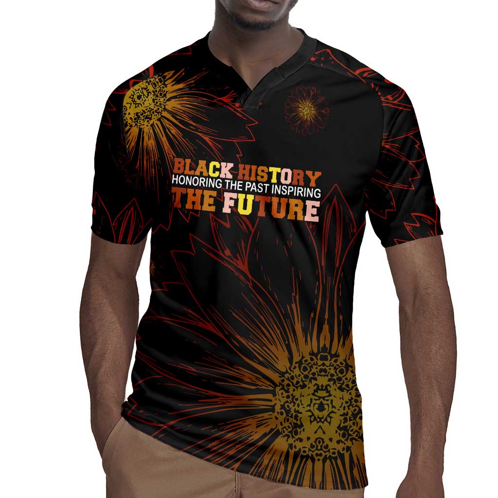 Black History Month Black African American Teachers Rugby Jersey Afrocentric Floral Art with Motivational Typography