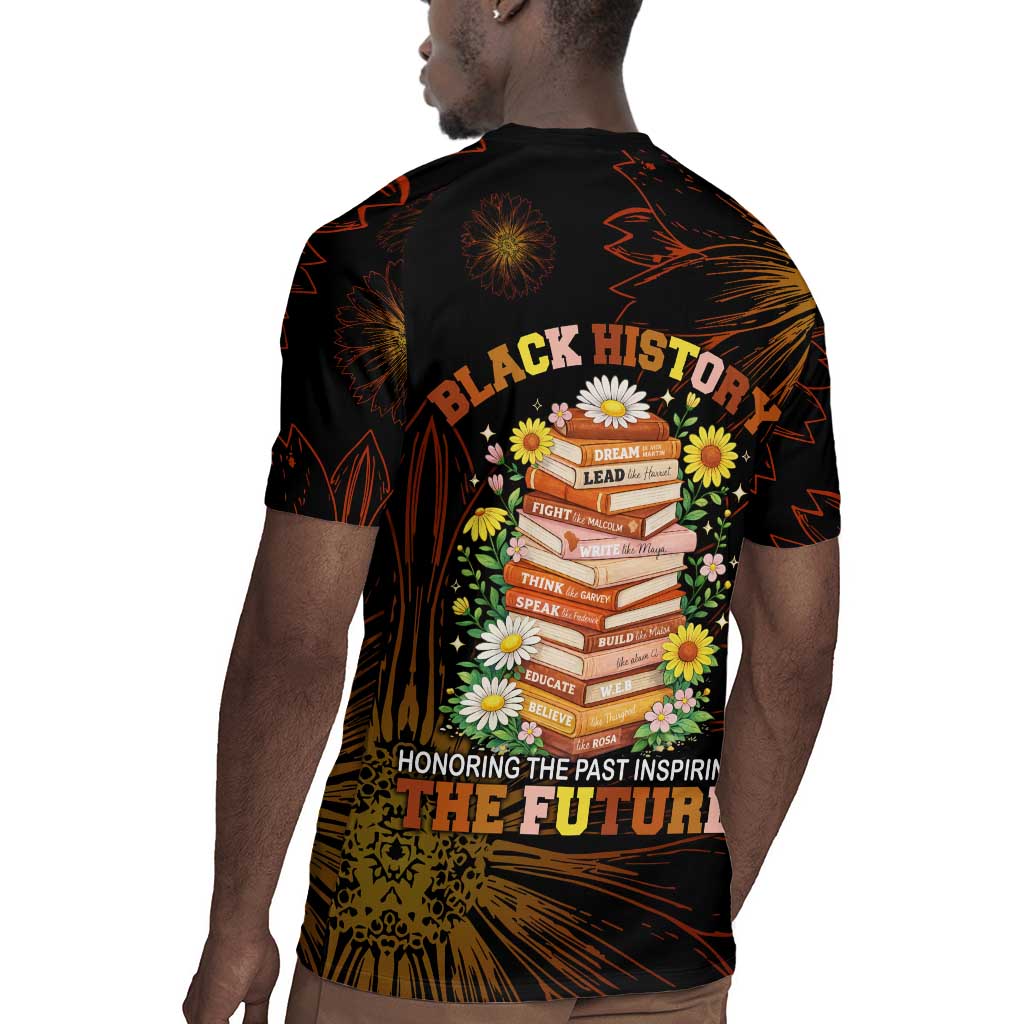 Black History Month Black African American Teachers Rugby Jersey Afrocentric Floral Art with Motivational Typography