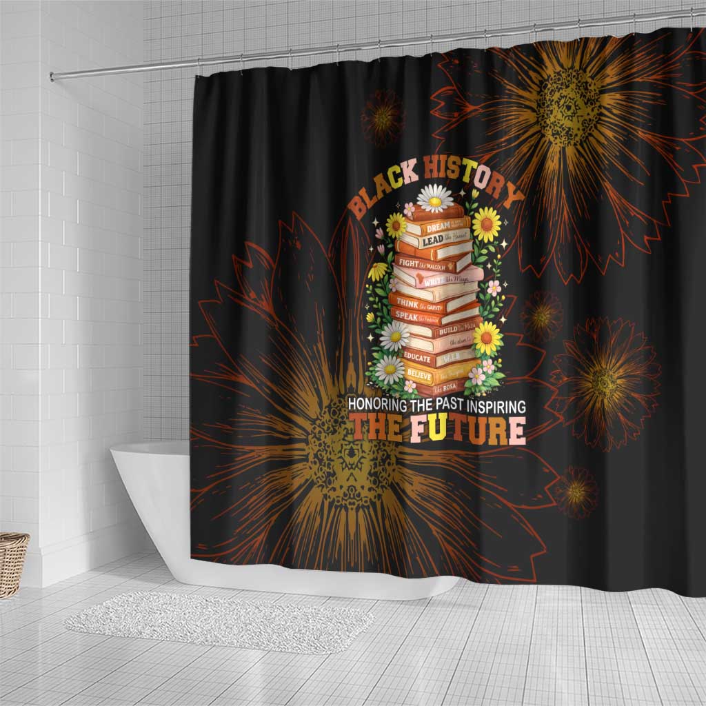 Black History Month Black African American Teachers Shower Curtain Afrocentric Floral Art with Motivational Typography