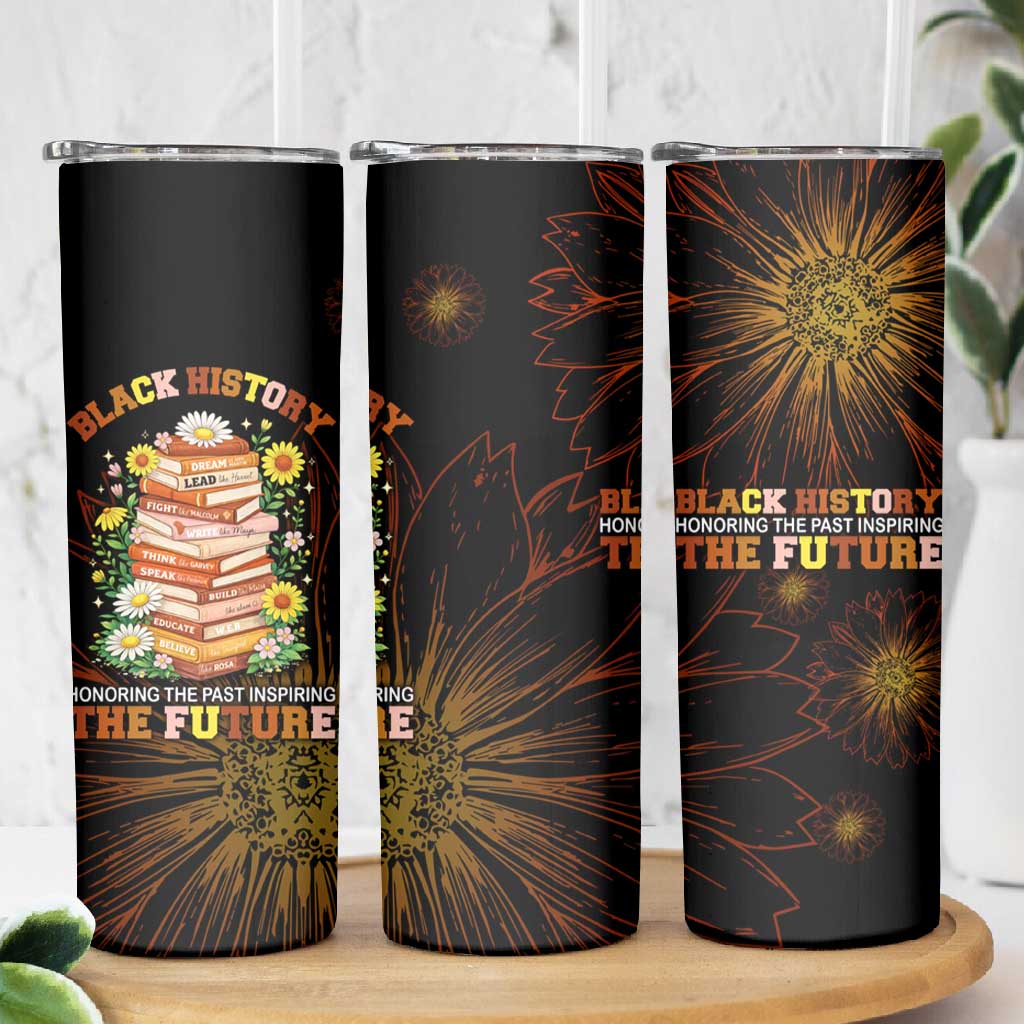 Black History Month Black African American Teachers Skinny Tumbler Afrocentric Floral Art with Motivational Typography