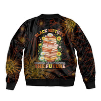 Black History Month Black African American Teachers Sleeve Zip Bomber Jacket Afrocentric Floral Art with Motivational Typography