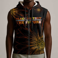 Black History Month Black African American Teachers Sleeveless Zip Hoodie Afrocentric Floral Art with Motivational Typography