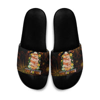 Black History Month Black African American Teachers Slide Sandals Afrocentric Floral Art with Motivational Typography