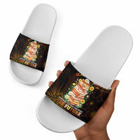 Black History Month Black African American Teachers Slide Sandals Afrocentric Floral Art with Motivational Typography