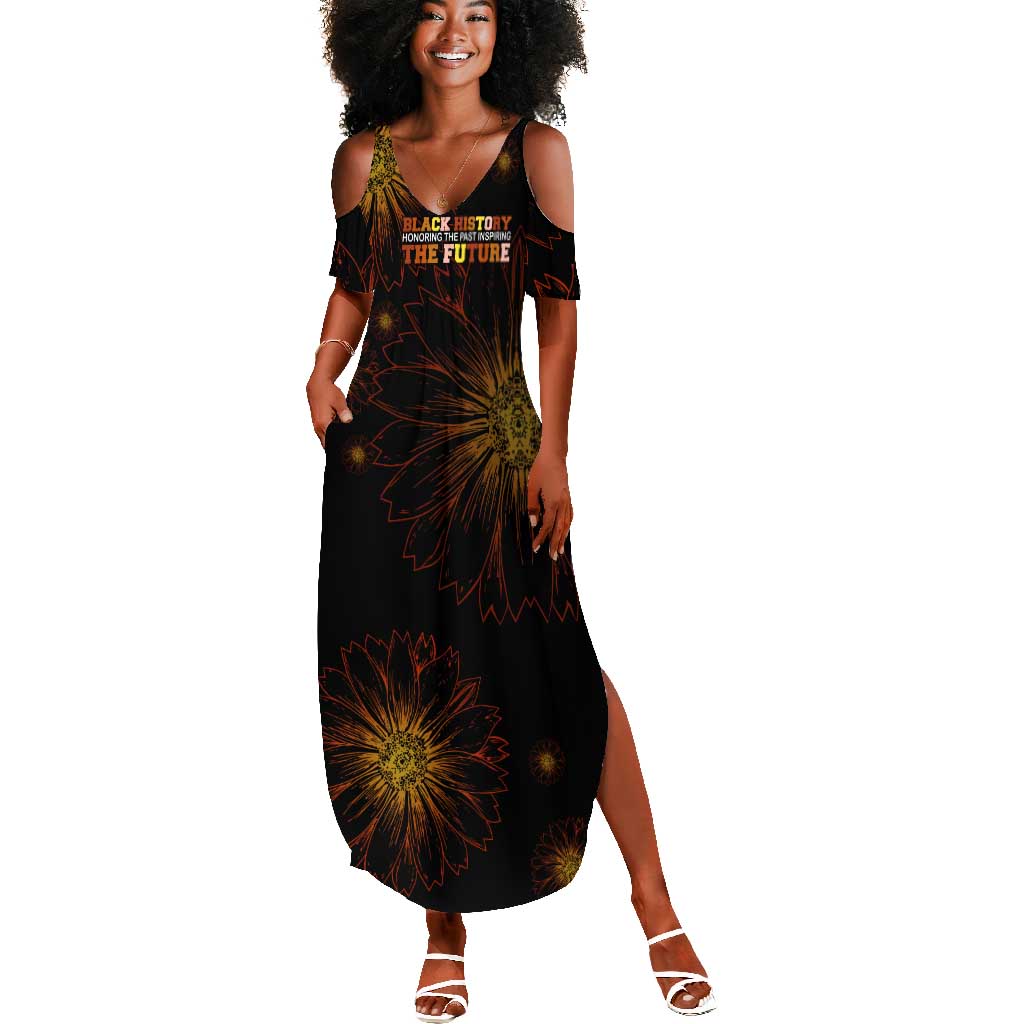 Black History Month Black African American Teachers Summer Maxi Dress Afrocentric Floral Art with Motivational Typography