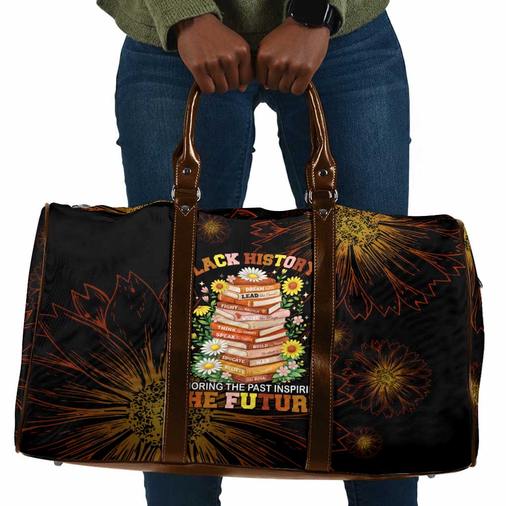 Black History Month Black African American Teachers Travel Bag Afrocentric Floral Art with Motivational Typography