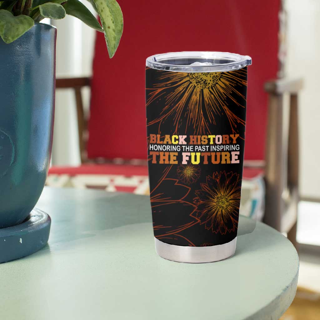 Black History Month Black African American Teachers Tumbler Cup Afrocentric Floral Art with Motivational Typography