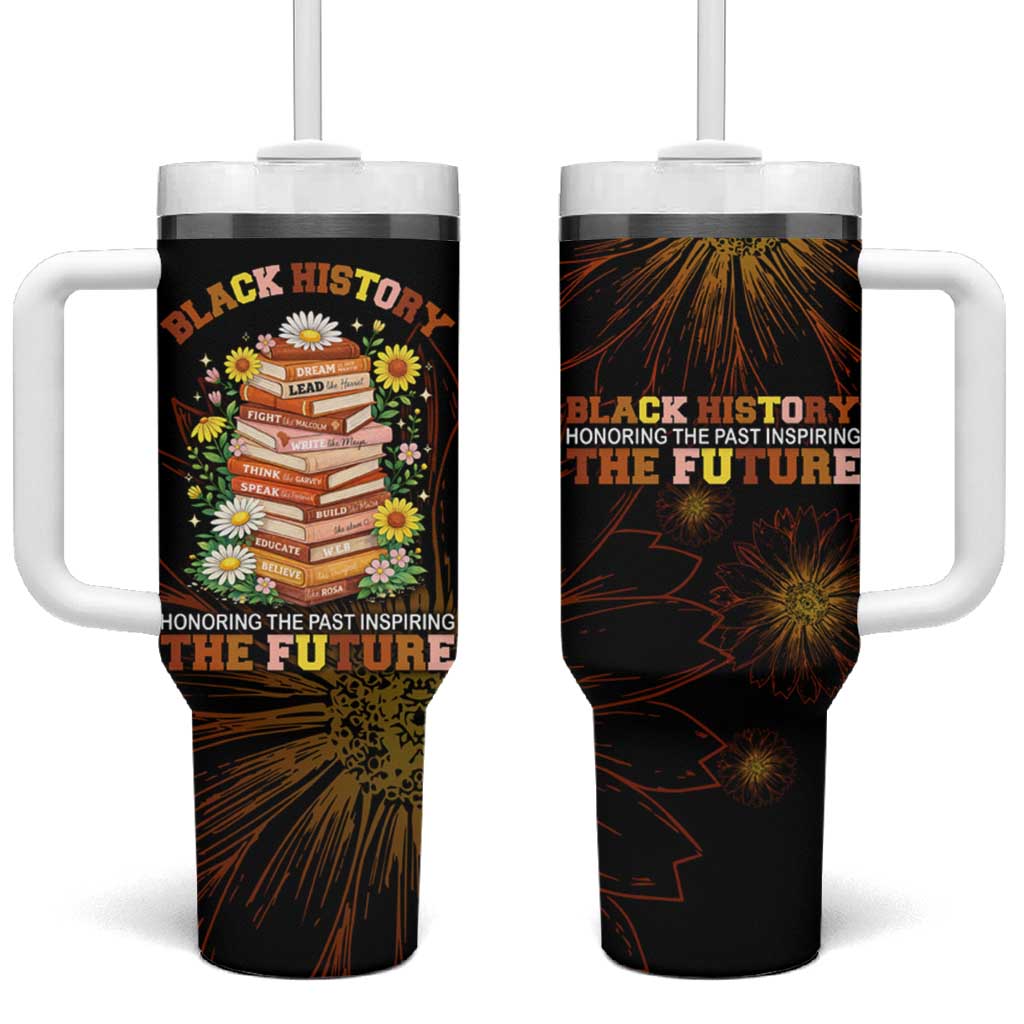 Black History Month Black African American Teachers Tumbler With Handle Afrocentric Floral Art with Motivational Typography