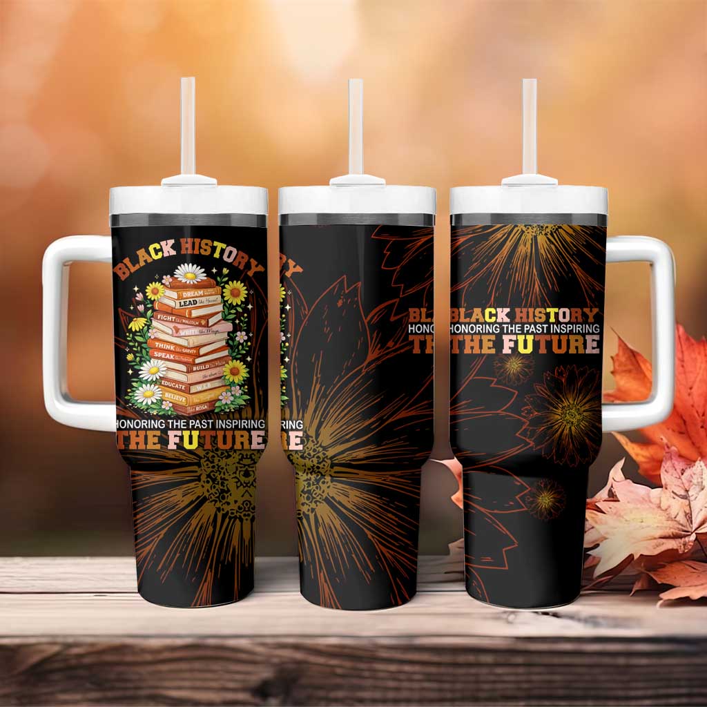 Black History Month Black African American Teachers Tumbler With Handle Afrocentric Floral Art with Motivational Typography
