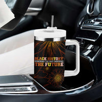 Black History Month Black African American Teachers Tumbler With Handle Afrocentric Floral Art with Motivational Typography