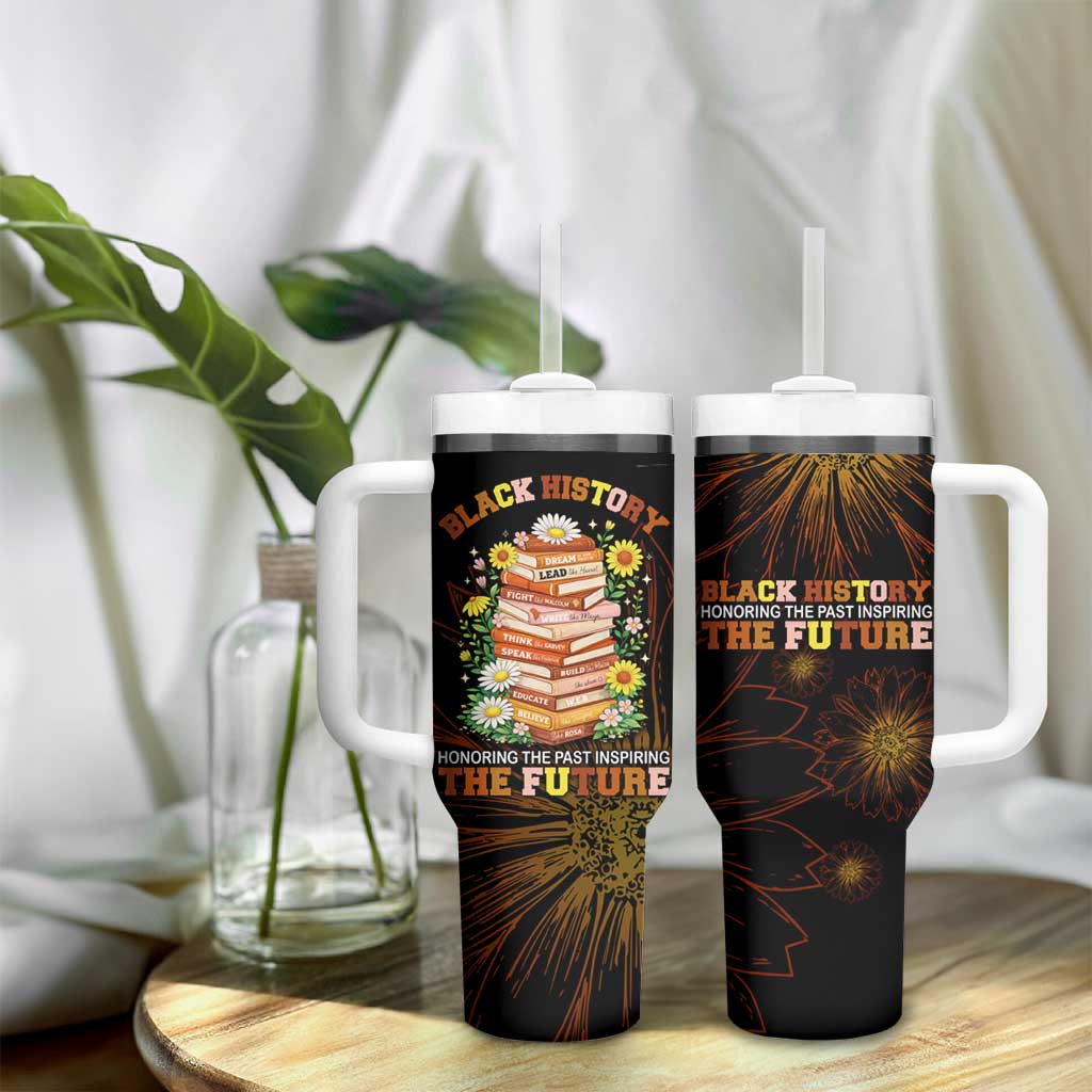 Black History Month Black African American Teachers Tumbler With Handle Afrocentric Floral Art with Motivational Typography
