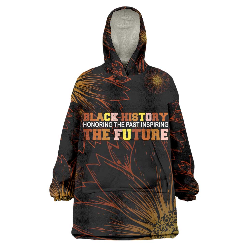Black History Month Black African American Teachers Wearable Blanket Hoodie Afrocentric Floral Art with Motivational Typography