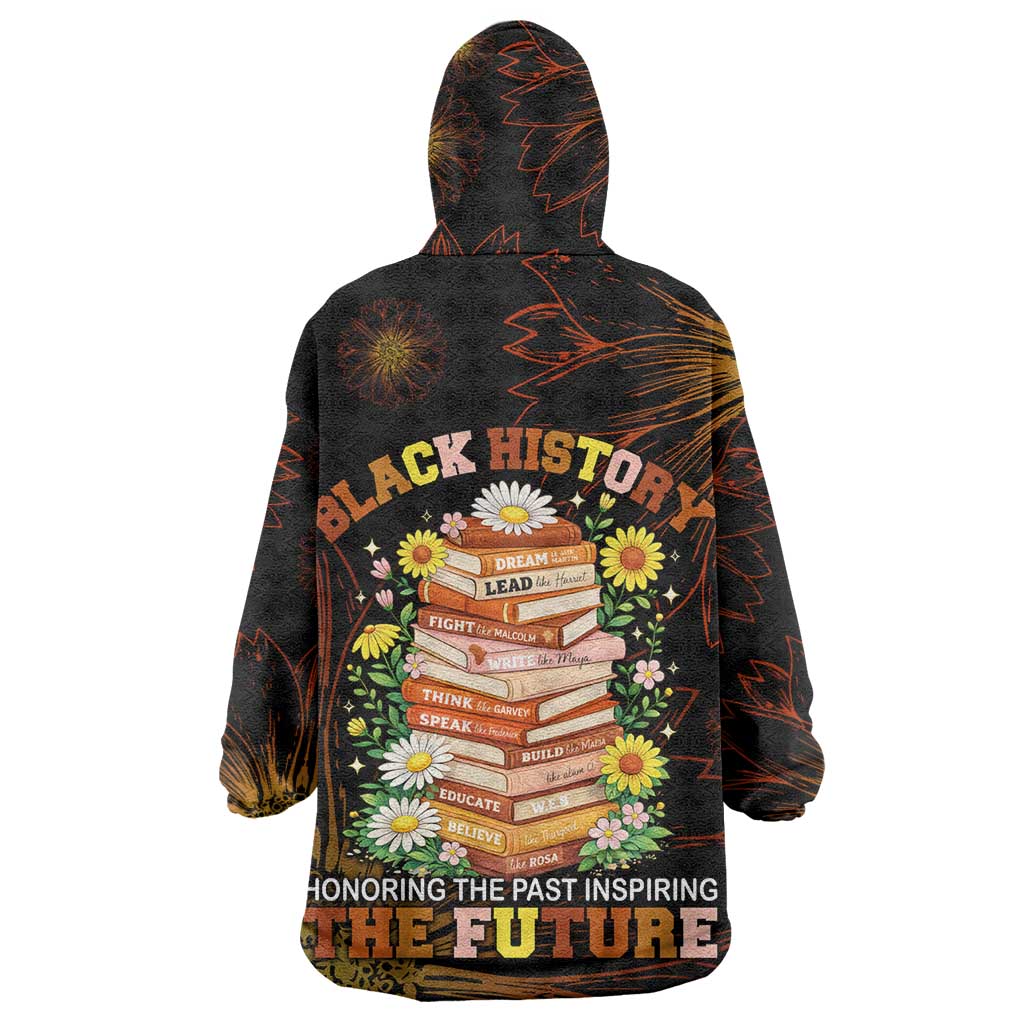 Black History Month Black African American Teachers Wearable Blanket Hoodie Afrocentric Floral Art with Motivational Typography