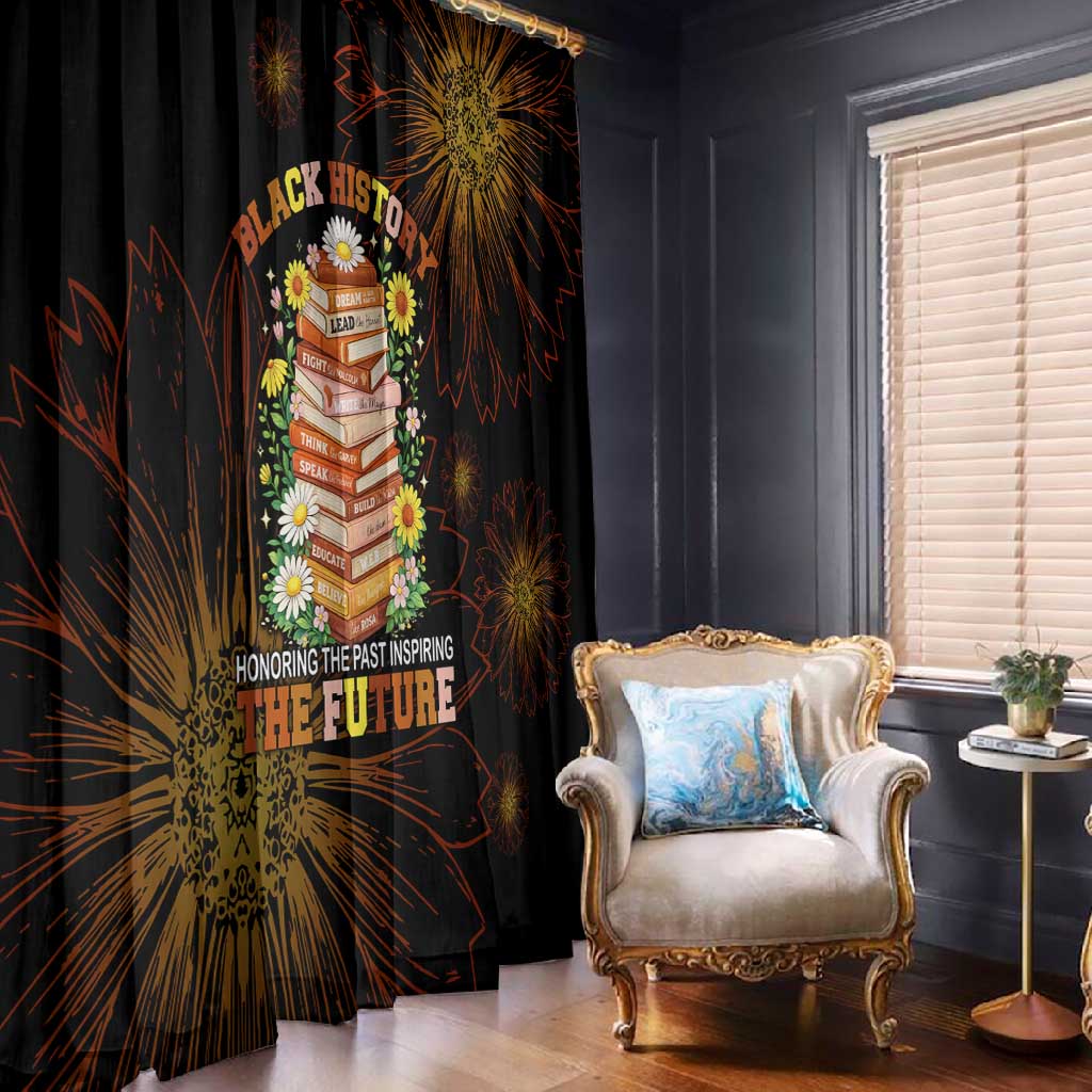 Black History Month Black African American Teachers Window Curtain Afrocentric Floral Art with Motivational Typography