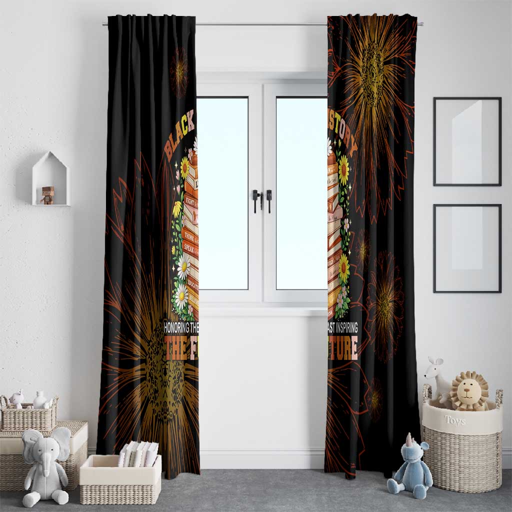 Black History Month Black African American Teachers Window Curtain Afrocentric Floral Art with Motivational Typography