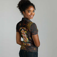 Black History Month Black African American Teachers Women Polo Shirt Afrocentric Floral Art with Motivational Typography