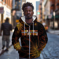 Black History Month Black African American Teachers Zip Hoodie Afrocentric Floral Art with Motivational Typography