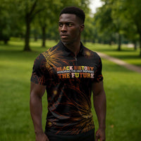 Black History Month Black African American Teachers Zipper Polo Shirt Afrocentric Floral Art with Motivational Typography