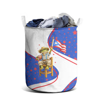 Puerto Rico Coquí Frog Football Fan Laundry Basket Whimsical Cartoon Style with Patriotic Elements