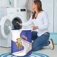 Puerto Rico Coquí Frog Football Fan Laundry Basket Whimsical Cartoon Style with Patriotic Elements