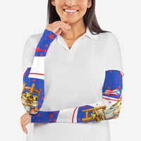 Puerto Rico Coquí Frog Football Fan Arm Sleeves Whimsical Cartoon Style with Patriotic Elements