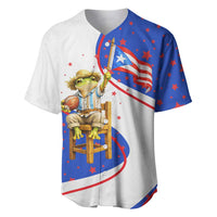 Puerto Rico Coquí Frog Football Fan Baseball Jersey Whimsical Cartoon Style with Patriotic Elements
