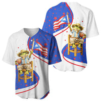 Puerto Rico Coquí Frog Football Fan Baseball Jersey Whimsical Cartoon Style with Patriotic Elements