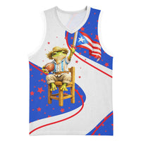 Puerto Rico Coquí Frog Football Fan Basketball Jersey Whimsical Cartoon Style with Patriotic Elements