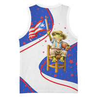 Puerto Rico Coquí Frog Football Fan Basketball Jersey Whimsical Cartoon Style with Patriotic Elements