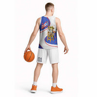 Puerto Rico Coquí Frog Football Fan Basketball Jersey Whimsical Cartoon Style with Patriotic Elements