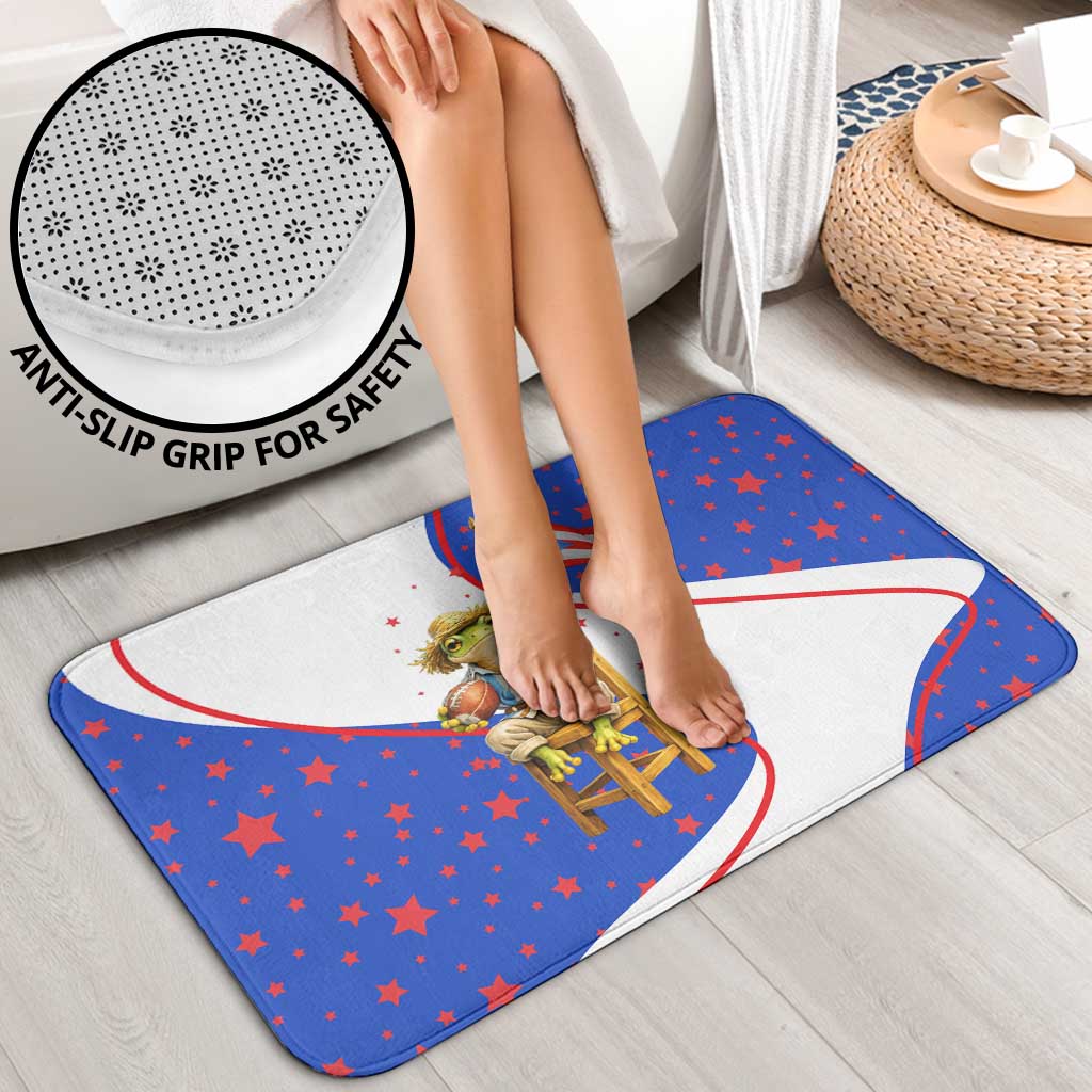 Puerto Rico Coquí Frog Football Fan Bathroom Set Whimsical Cartoon Style with Patriotic Elements