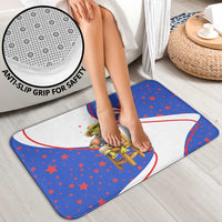 Puerto Rico Coquí Frog Football Fan Bathroom Set Whimsical Cartoon Style with Patriotic Elements
