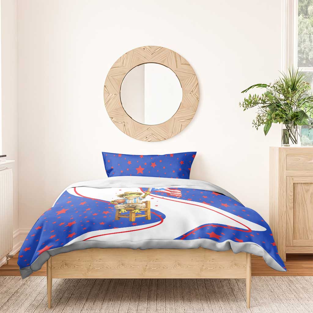 Puerto Rico Coquí Frog Football Fan Bedding Set Whimsical Cartoon Style with Patriotic Elements